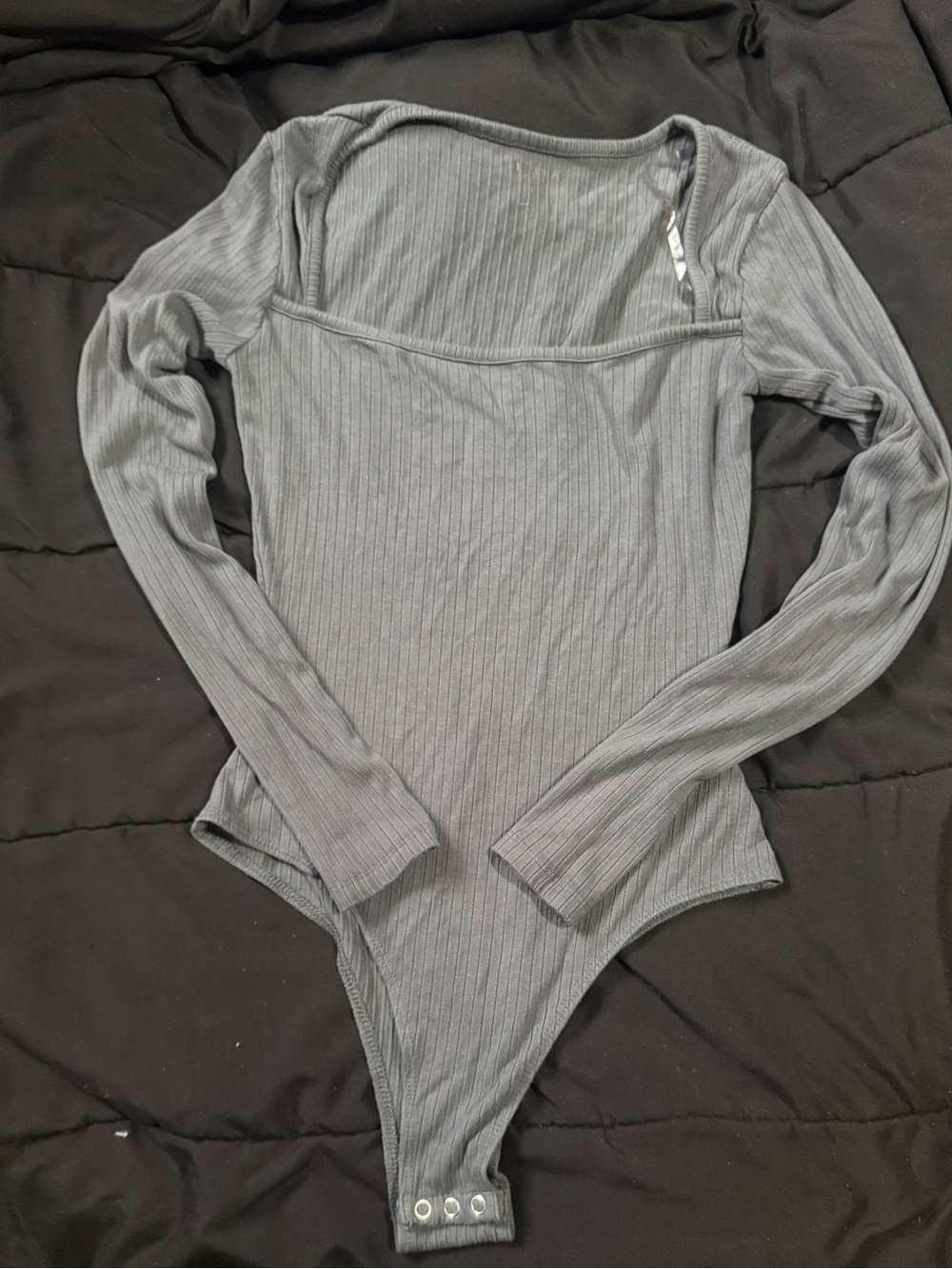 Arizona Jean Company Slate Gray Ribbed Long-Sleeve Bodysuit
